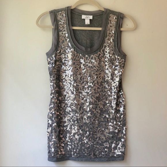 LOFT Tops - Loft Sequin Silver Top